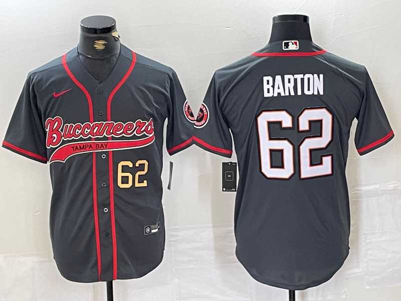 Mens Tampa Bay Buccaneers #62 Graham Barton Grey Cool Base Stitched Baseball Jerseys